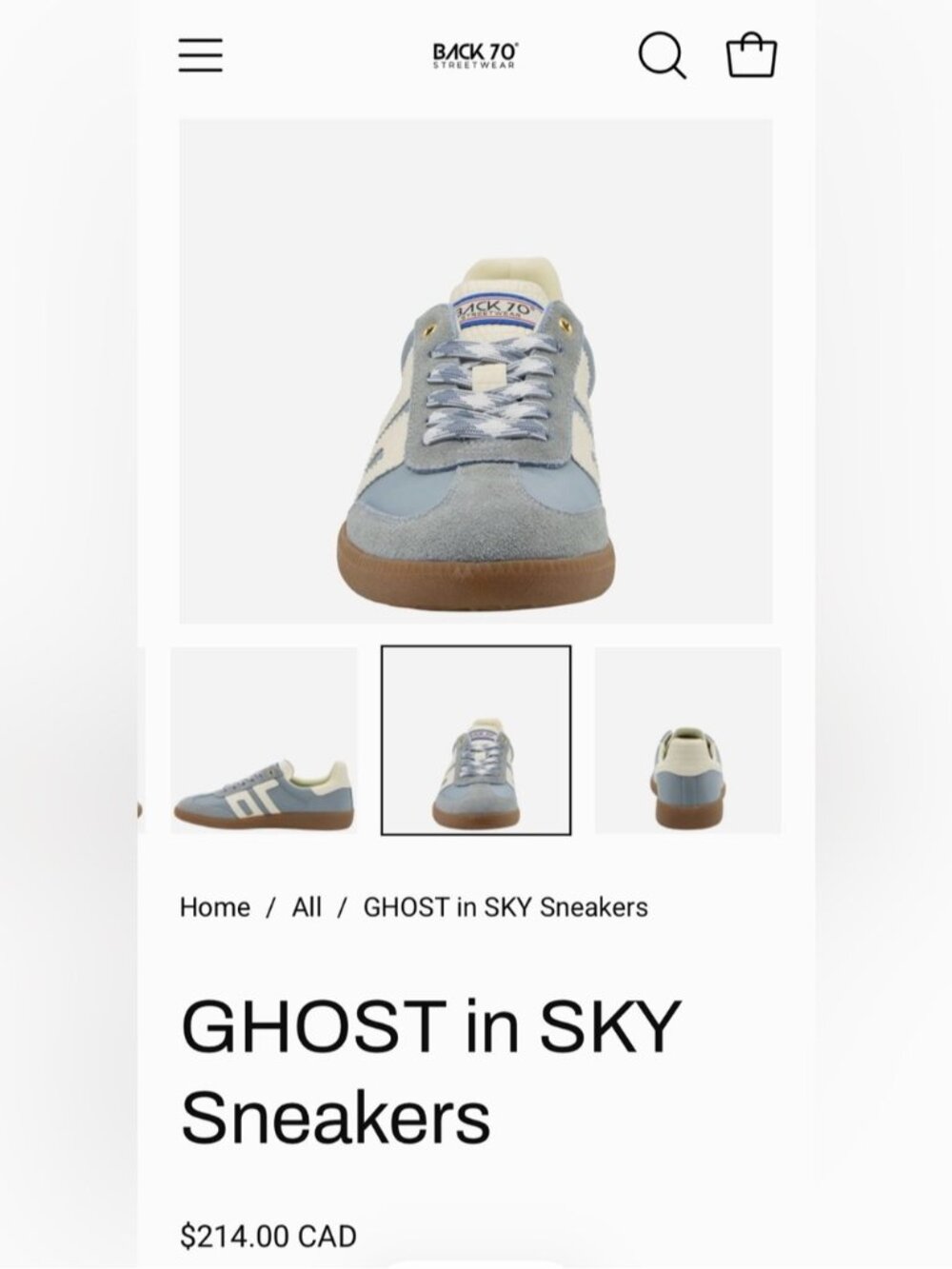 NWT US 5 -5.5 / EU 36 - BACK 70 GHOST in SKY Sneakers - Picture 10 of 15